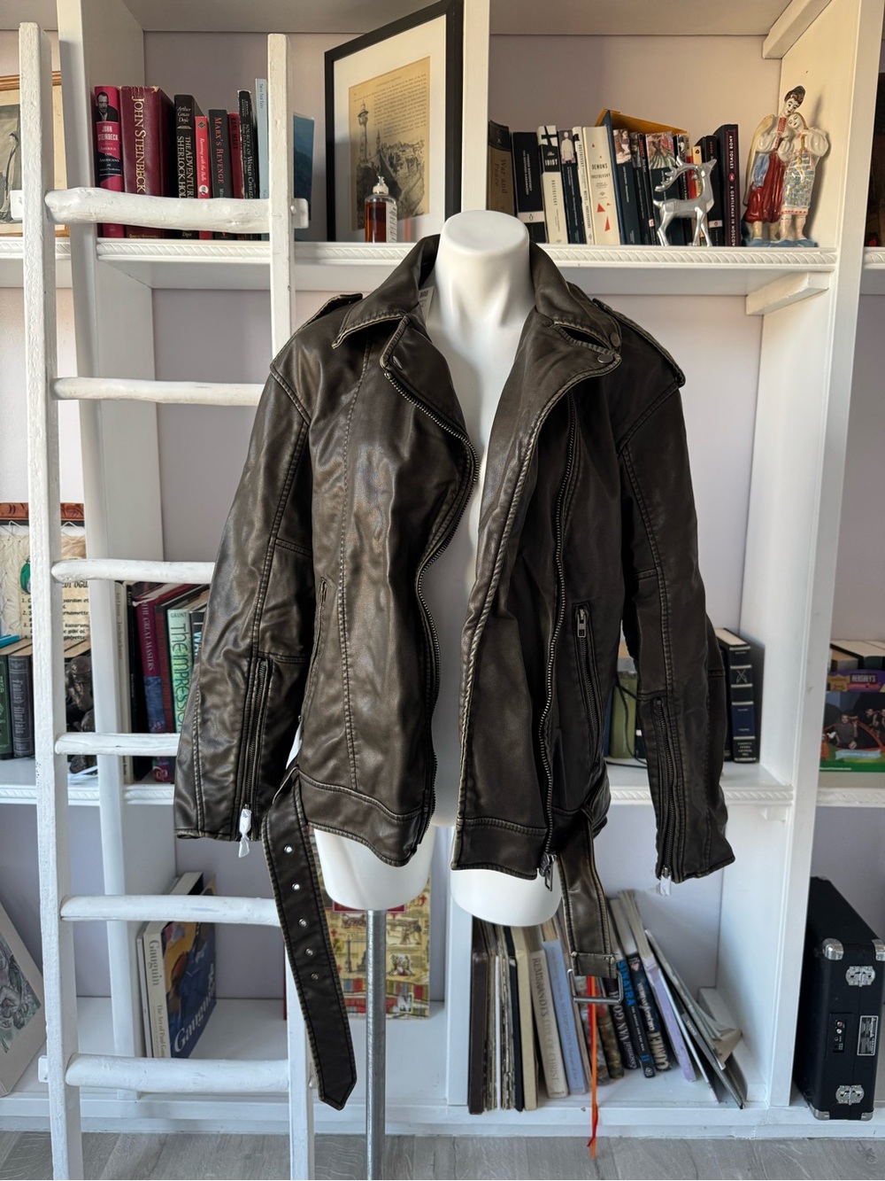 Zara Leather Biker Jacket with Belt